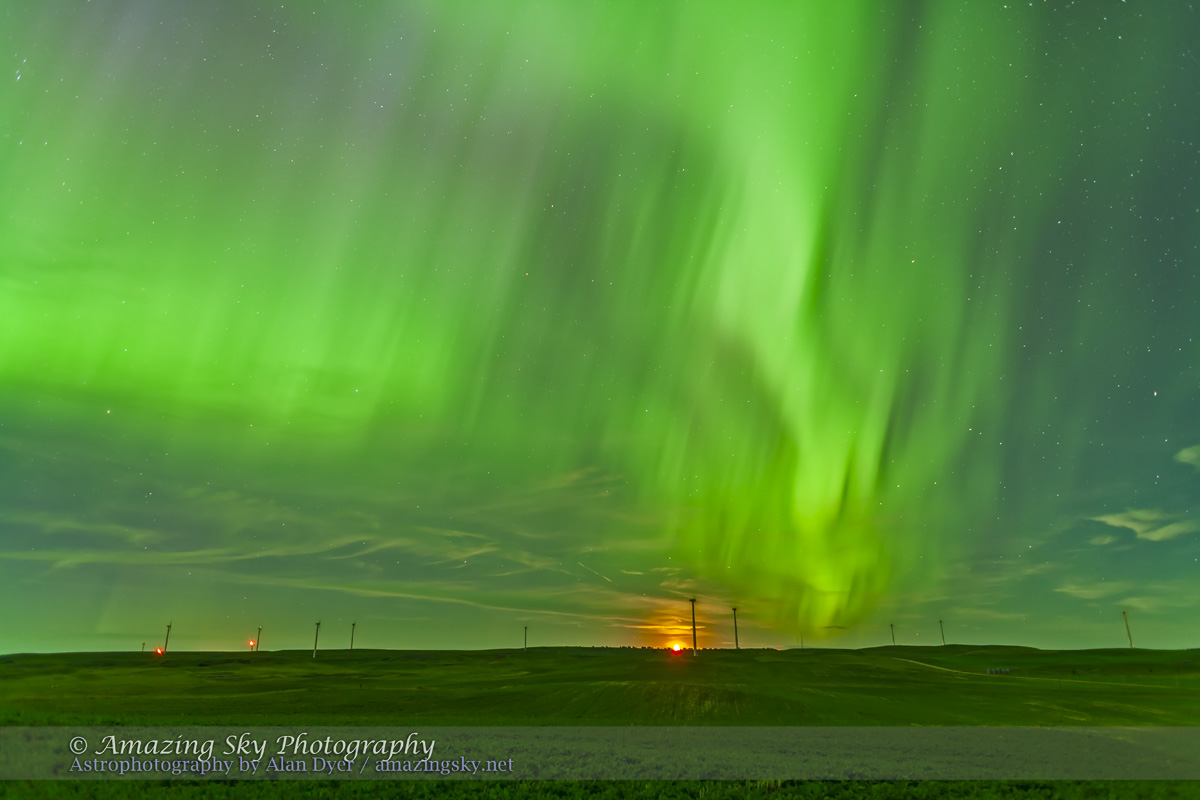 Northern Lights over Wind Farm #3 (June 28, 2013)
