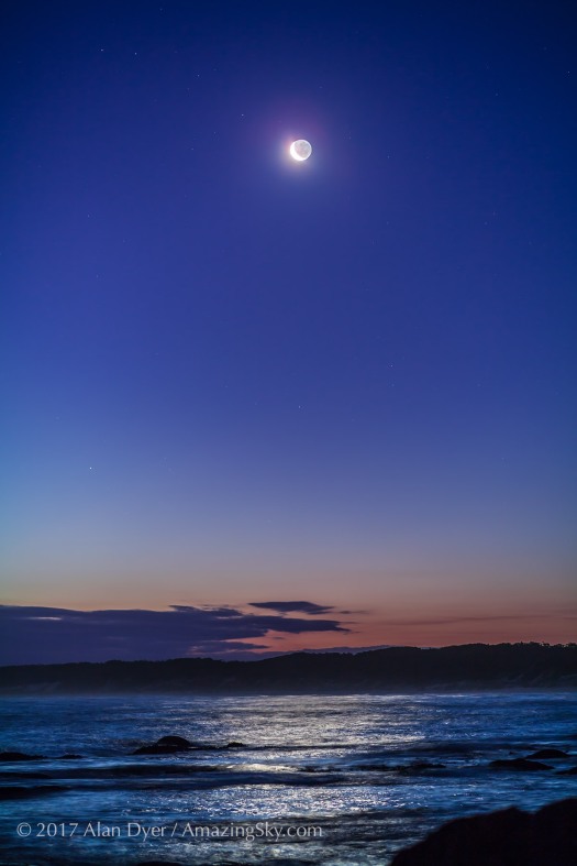 Waxing Crescent Moon at Cape Conran