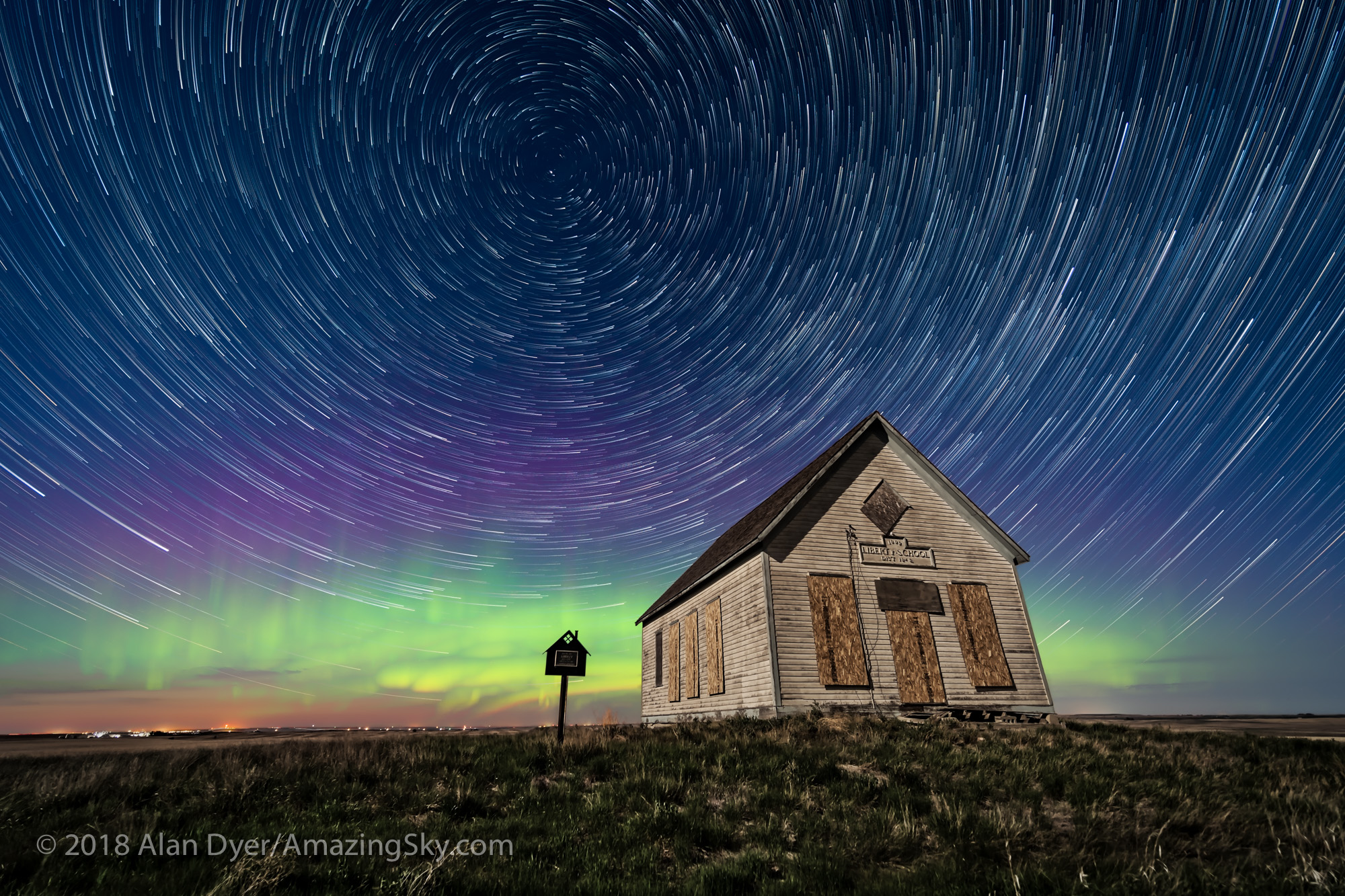 Liberty Schoolhouse with Star Trails