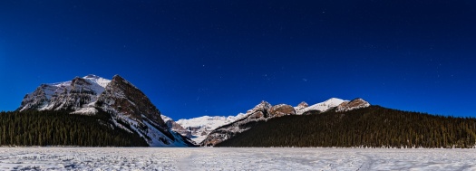 Lake Louise Panorama by Winter Moonlight