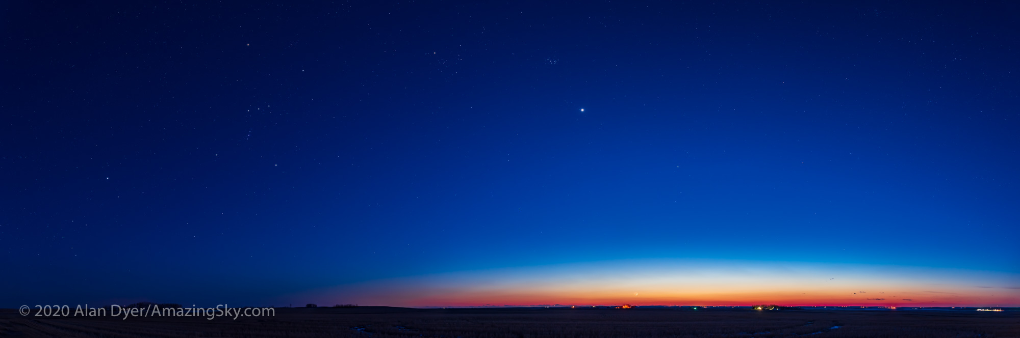 Panorama of  Venus and the Winter Stars (March 25, 2020)